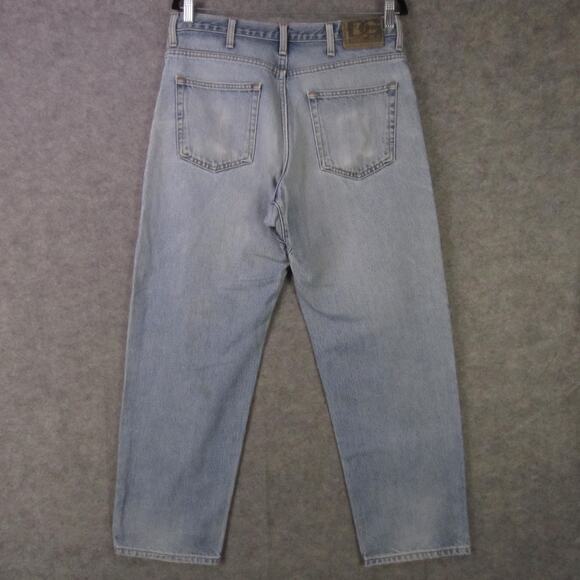 Diamond Gusset Jeans Mens 38x29 Light Wash High Rise Tapered Gusseted Denim - Picture 5 of 8